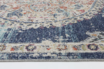 Salsa Hollow Medallion Transitional Navy & Multi Rug