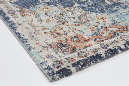 Salsa Hollow Medallion Transitional Navy & Multi Rug