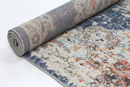 Salsa Hollow Medallion Transitional Navy & Multi Rug