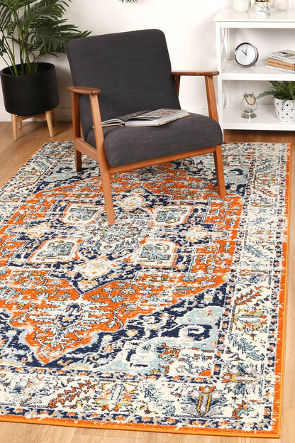 Sicily Messina Orange & Blue Transitional Rug