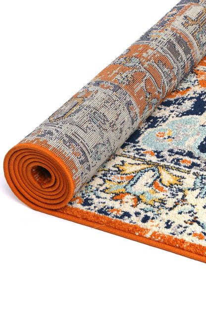 Sicily Messina Orange & Blue Transitional Rug
