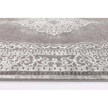 Antalya Silver Medallion Transitional Rug