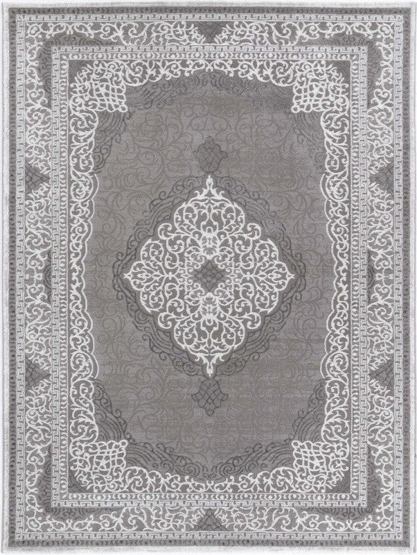 Antalya Silver Medallion Transitional Rug