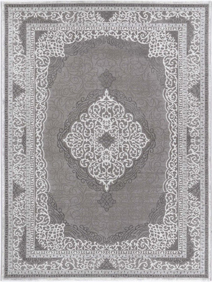 Antalya Silver Medallion Transitional Rug