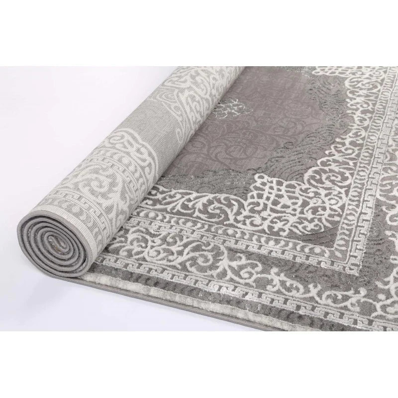 Antalya Silver Medallion Transitional Rug