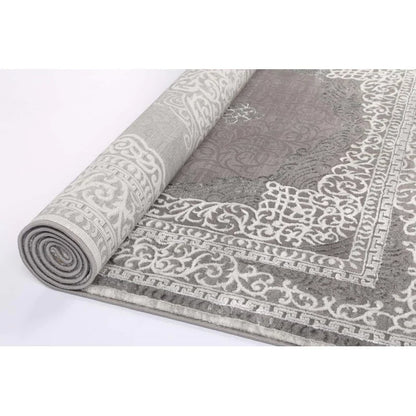 Antalya Silver Medallion Transitional Rug