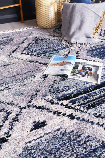 Mansour Diamond Blue Geometric Rug
