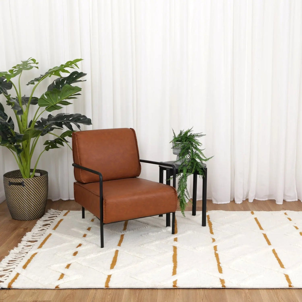 Sonet 2 Gold Wool Plush Tribal Patterned Rug