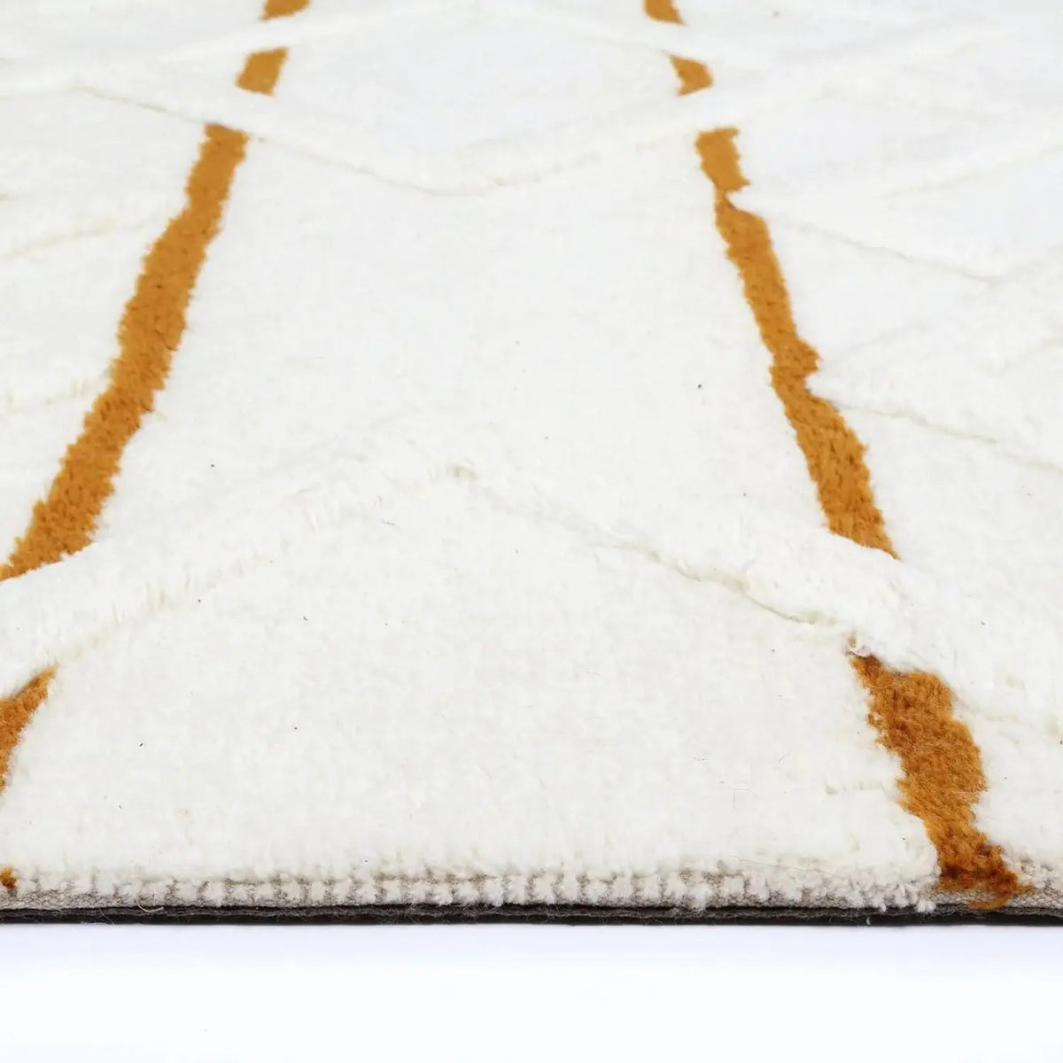 Sonet 2 Gold Wool Plush Tribal Patterned Rug
