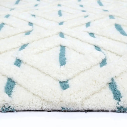 Sonet S3 Turquoise Wool Plush Tribal Patterned Rug