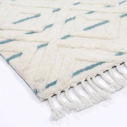 Sonet S3 Turquoise Wool Plush Tribal Patterned Rug